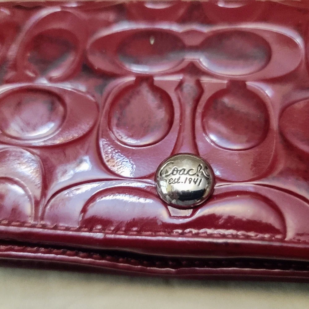 Coach Women's Embossed Leather Wallet - Metlot - Picture 2 of 7